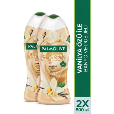Palmolive Body Butter Vanilya Aşkı 500 ml x 2 Banyo ve Duş Jeli Kremsi Formül ile Cilt