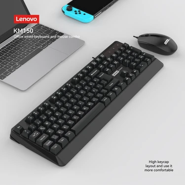 Lenovo KM150 Kablolu Klavye Mouse Set Q Türkçe Siyah