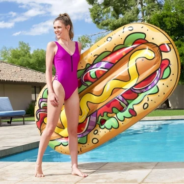 Bestway Hot Dog Desenli Yatak 43248 Renkli ve Eğlenceli Yaz Tatili Plaj Havuz İçin Şişme