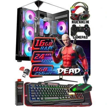 Warbox Dead 24" Monitör I5 6500 16GB Ddr4 Ram 256GB SSD 250GB HDD RX580 Ddr5-8gb E.kartı Gaming