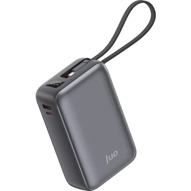 Juo 30000MAH 65W LED Ekranlı Usb-A + Type-C Dahili Kablolu Powerbank Taşınabilir Pd Hızlı Şarj