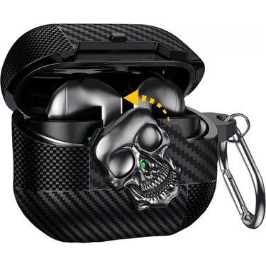 Ewec Galaxy Buds3, Buds3 Pro ve Buds3 Fe Uyumlu Karbon Fiber Hybrid Polymer Tech Kilitli Kulaklık