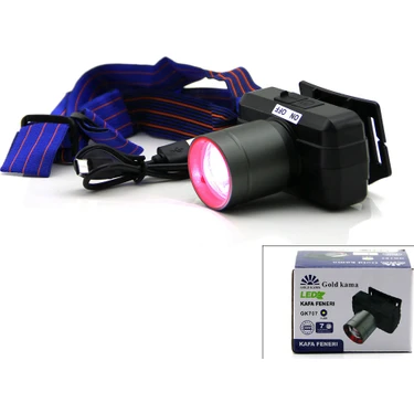 Go İthalat Şarjlı 30W Kafa Lambası Fener 1 LED USB - Type-C Kademe Işık Ayarı - Flaşör