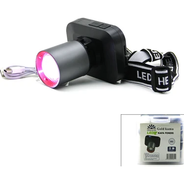 Go İthalat Şarjlı 50W Kafa Lambası Fener 1 LED USB - Type-C Dijital Kademe Işık Ayarı - Flaşör