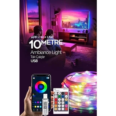 Celisse 10 Metre Bluetooth Telefon Kontrollü Smart Şerit LED Kumandalı LED