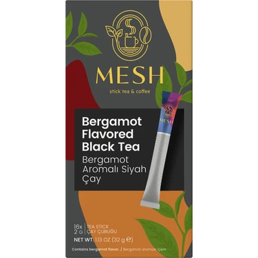 Mesh Stick Earl Grey Bergamot Aromalı Siyah Çay Bardak Poşet Çay