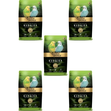 Gold Wings Premium Muhabbet Kuşu Yemi 1 kg x 5 Adet Tam Yem İçeriği ile