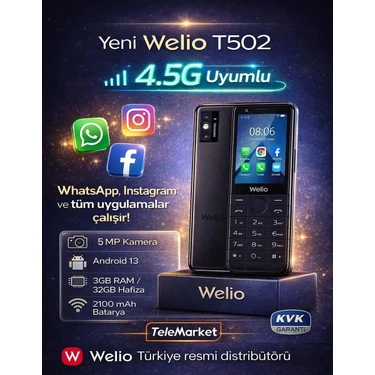 Welio Wkey T502 Dokunmatik Android Tuşlu Kameralı Asker/yaşlı Cep