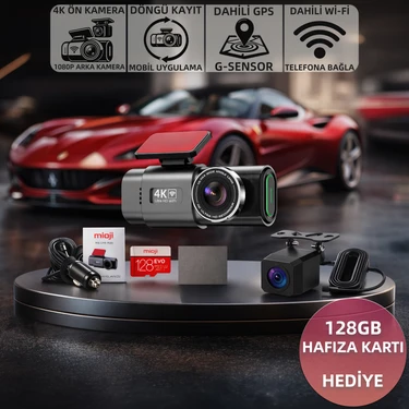 Mioji Mio G300 Plus 4K Gps G-Sensör Gece Görüşü Wifi Arka-Ön Araç Içi Kamera (128GB Hafıza Kartı