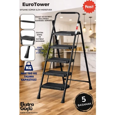 Ertekpa 5 Basamak Siyah Merdiven Geniş Basamaklı Eurotower,