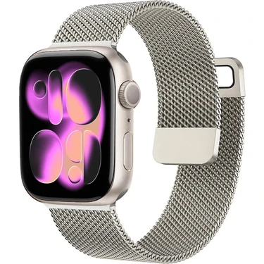 Nezih Case Apple Watch Seri 4/5/6/7/8/9/se 38MM-40MM-41MM Seri 10/11 42MM Uyumlu Hasır Metal