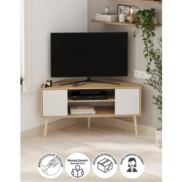 Bofigo Tv Sehpası 2 Kapaklı Tv Sehpası  Tv Ünitesi Televizyon Sehpası Tv Sehpası Kıbrıs Safir Meşe