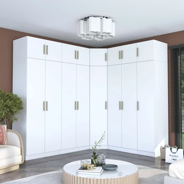 Rani BA214 Modüler Gardırop 8 Kapaklı Raflı Askılı Çekmeceli Fiyatı