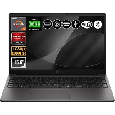 Hp 255R G10 Amd Ryzen 5-7535U 8gb Ram 256GB Nvme SSD 15.6" Full Hd Freedos Notebook D30M3ET