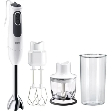 Braun Multiquick 3 MQ3125B El Blender Seti 750W Beyaz Paslanmaz Çelik Blender Doğrayıcı Çırpıcı