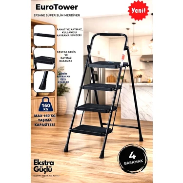Ertekpa 4 Basamak Siyah Merdiven Geniş Basamaklı Eurotower,
