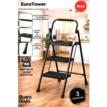 Ertekpa 3 Basamak Siyah Merdiven Geniş Basamaklı Eurotower,
