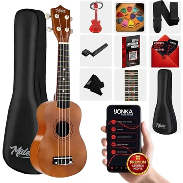 Midex UKX-233M Kahverengi Concert Ukulele (Askı Çanta Metod