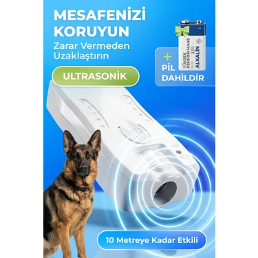 Sonik Ultrasonik Köpek Kovucu, 10m'den Anında Etkili. Uyarır Caydırır