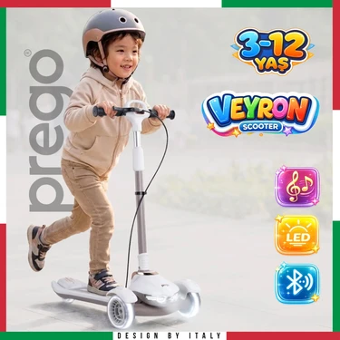 Prego Veyron Bluetoothlu Müzikli Işıklı Çocuk Scooter Katlanabilir - Yükseklik