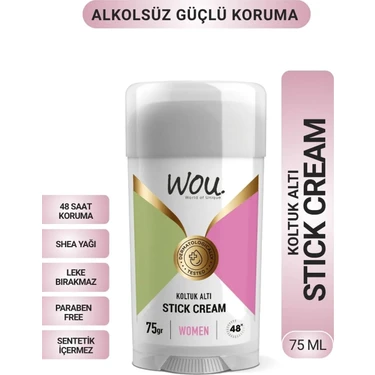 Wou World of Unique Kadın Stick Krem Koltuk Altı Terleme Önleyici 48 Saat Etkin Koruma Vegan Koltuk