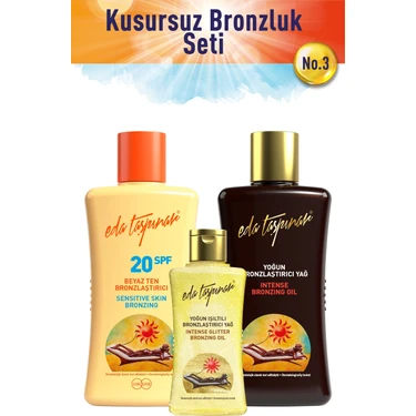 Eda Taşpınar Kusursuz Bronzluk Seti No:3 Yoğun Bronzlaştırıcı Spf0 & Beyaz Ten SPF20 & Mini
