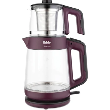Fakir Bestea 1900 W Cam Çay Makinesi Mor Siyah 1 Lt Demlik Kapasitesi ile Şık