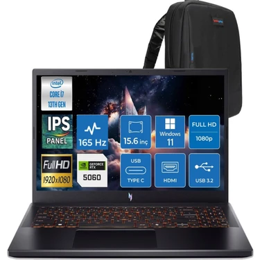 Acer Nitro V 15 ANV15-52 Intel Core I7 13620H 48GB 1 Tb SSD Nvıdıa Geforce RTX5060 8gb 75W Windows
