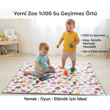 Yorni Zoo, 145X210 cm Su Geçirmez, Yer/masa Örtüsü, Aktivite, Yemek ve Oyun Için, Doğa Dostu ve