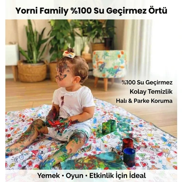 Yorni Family, Su Geçirmez 145X150 cm Mama Sandalyesi Altı Yer Örtüsü, Çok