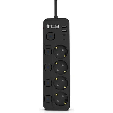 Inca IPW-48SY3 4 Port 2xusb+ 2xtype-C Akım Korumalı Bağımsız LED Tuşlu Priz 3m -