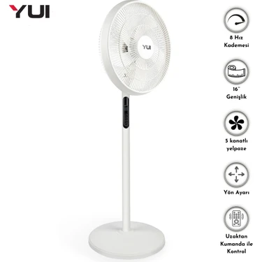 Yui F60 16 Inç 50W 8 Kademe 5 Pervane Döner Başlıklı Uzaktan Kumandalı