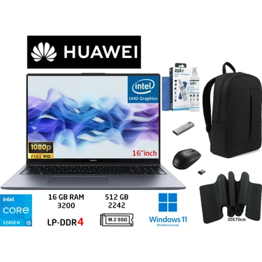 Huawei matebook D16 Intel Core I5 12450H 16GB 512GB SSD W11 Pro 16" Duddi