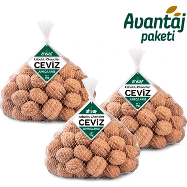 Ahsaf Kabuklu Chandler Yerli Ceviz (Jumbo/Large) 1 Kg File (3'lü Ekonomik