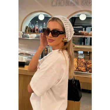 Bahels Kadın Ekru File Model Bandana, Örgü