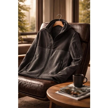 Vatan Tekstil Erkek Slim Fit Tam Fermuarlı 4 Cepli Dik Yaka Softshell Garnili