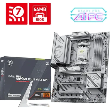MSI Msı MB Mag B850 Gamıng Plus Max Wıfı Am5 Ddr5 8200MHZ(OC) Dp 3x M.2 USB 10GBS 5g Lan Wı-Fı 7