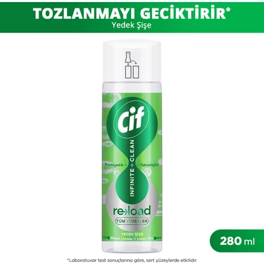 Cif Infinite Clean Doğal Probiyotikli Toz Tutmaz Yedek Şişe Tüm Yüzeyler İçin Misket Limonu & Limon