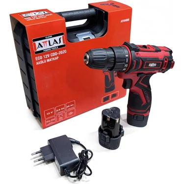 ATTLAS ECO 12V CDD-202C 2Ah Çift Akülü Matkap A0104086 Yüksek Tork 180 nm ve Mandren 10 mm ile Çok