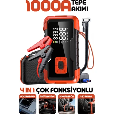 Enshall Şarjlı Akü Takviye Cihazı Auhma Powerbank Özellikli Acil Durum Ateşleyici +