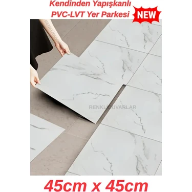 Renkli Duvarlar Kendinden Yapışkanlı 45X45CM 1 Adet Floor Pvc Yer Zemin Banyo Wc Kaplama Paneli