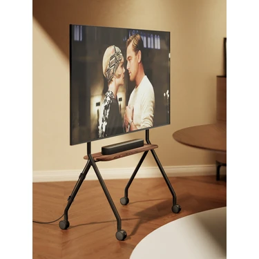 Cletech Tekerlekli Şövale Tv Standı 49"-80" Inç | Raflı | 50 kg Taşıma Kapasiteli | Mobil Tv