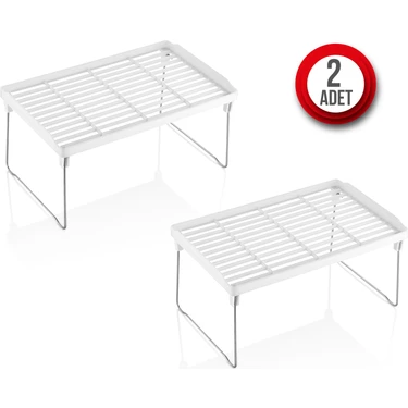 Tidy Home 2 Adet Dolap Içi Raf Düzenleyici Organizer Çay Bardak Fincan Banyo Metal Ayaklı
