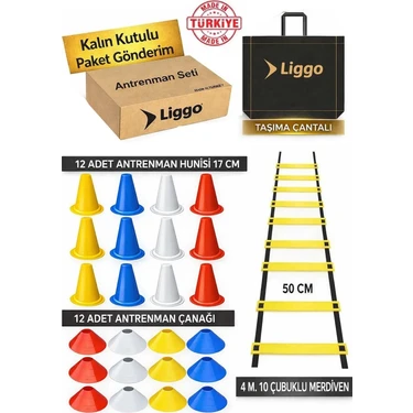 Liggo Antrenman Seti 4m Merdiven 12 Adet Huni 12 Adet Çanak İdman Spor Eğitim