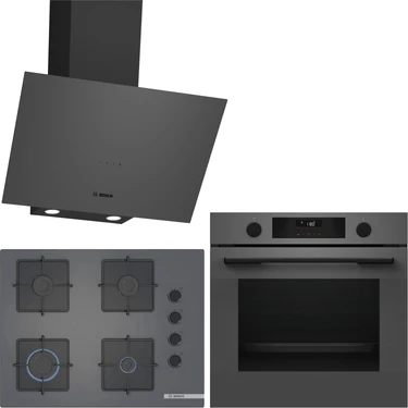 Bosch Gri 3 Lü Ankastre Set 402 ( HUA736EN0T - POP7C9P30O - DWK64PJ70T  ) 67CM Ocak - Buhar