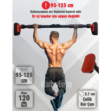 Hubstein Yeni Nesil 92-120CM Koridor Barfiksi Barfix Aleti Çubuğu Çekme Barı Demiri