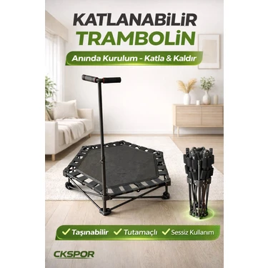 CKSpor Katlanabilir Taşınabilir Tutunmalı Trambolin Evde Kardiyo Fitness Egzersiz
