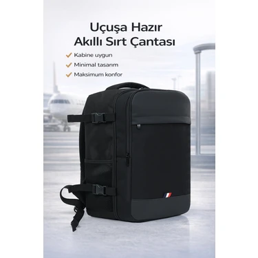 D'Vers Smart Kabin Boy Laptop ve Tablet Bölmeli, Suya Dayanıklı, Seyahat, Sırt, Valiz