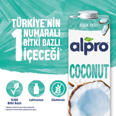Alpro Hindistan Cevizi Sütü 1 L Vegan Laktozsuz Bitkisel Bazlı — Hepsiburada ürün görseli