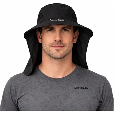 Mustran Sök Tak Maskeli Enseli Güneş Şapkası Uv Korumalı Unisex Outdoor Yazlık